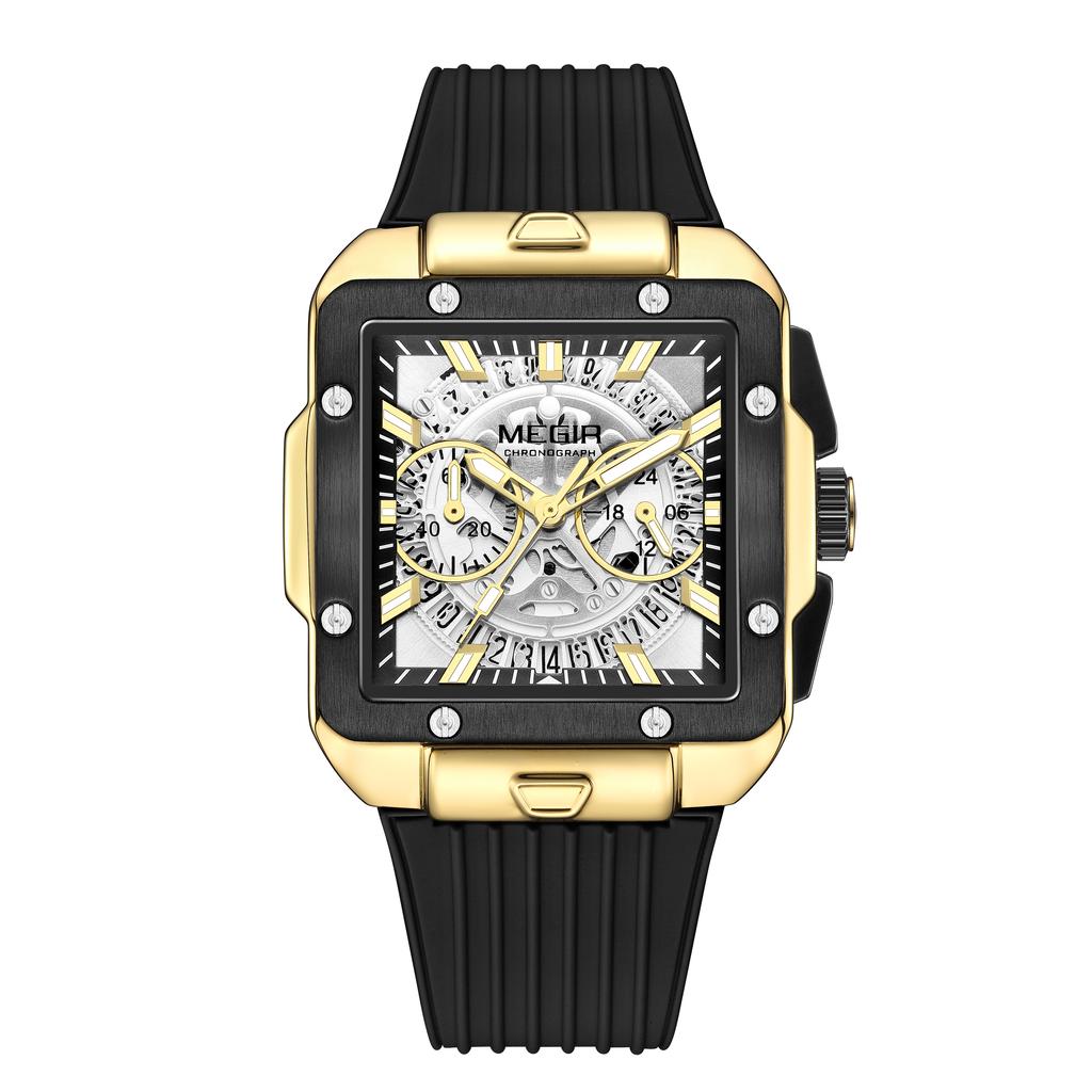 Часы для мужчин Роскошные спортивные кварцевые наручные часы с силиконовым ремешком Светящиеся стрелки Дата Мужской хронограф Часы Reloj Hombr