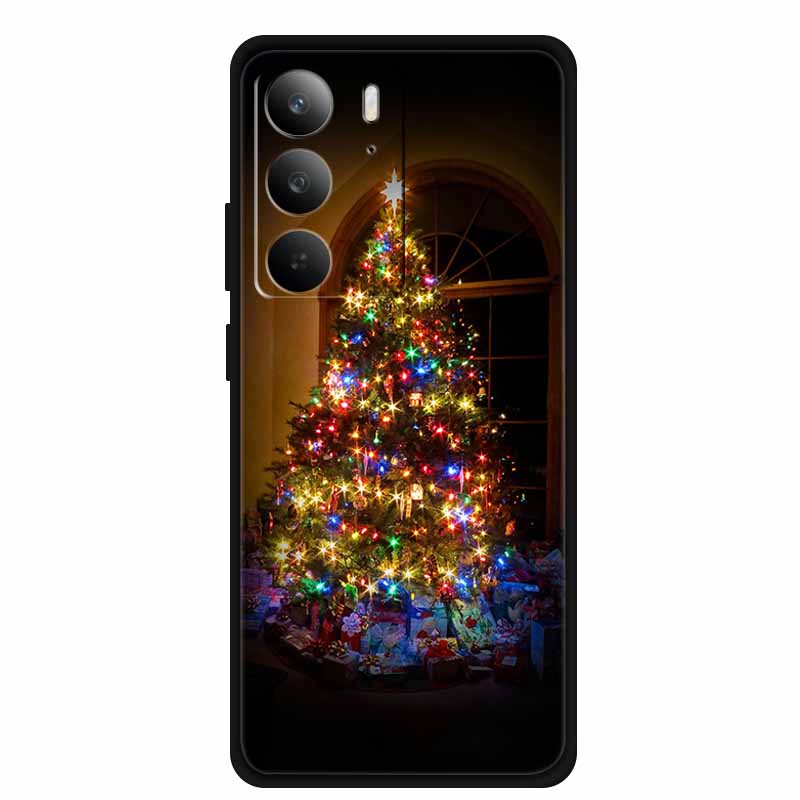 Для Realme 14x 5G Global Рождественский Чехол Мягкий Силикон Задняя Крышка с Рождественской Елкой для Чехла Realme 14x Чехол Санта-Клаус Защитный Чехол
