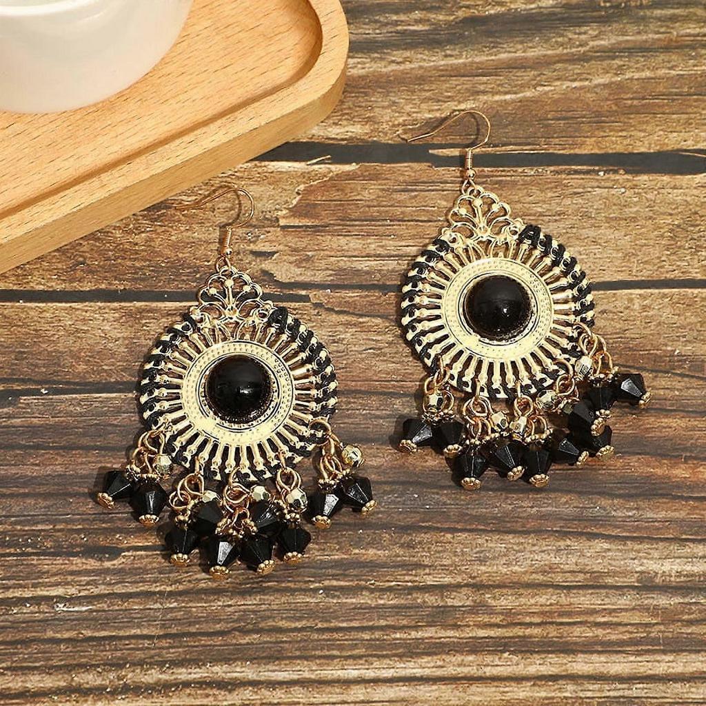 a Pair of Ethnic Style Travel Earrings Holiday Vintage Handmade Bohemian Style Earrings Tassel Eardrop Jewelry