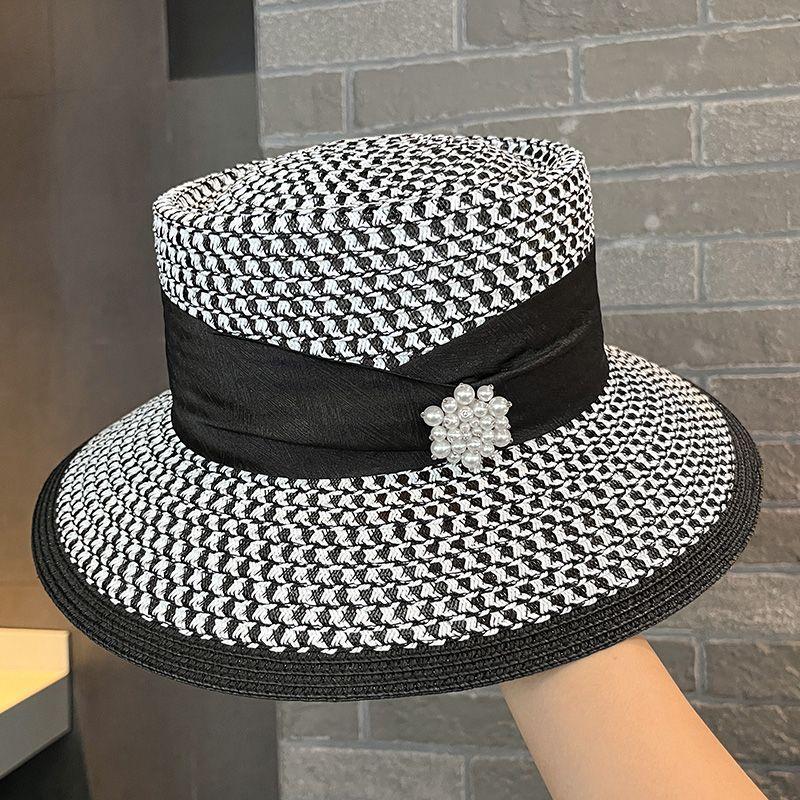 Шляпа с плоским верхом Pearl Webbing, женская, летняя, полая, дышащая, солнцезащитная шляпа с козырьком