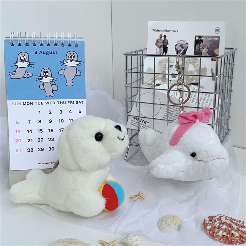 Marine Animal Seal Pendant Stuffed Toy Whale Plush Keychain Dolphin Keychain Kids Gift