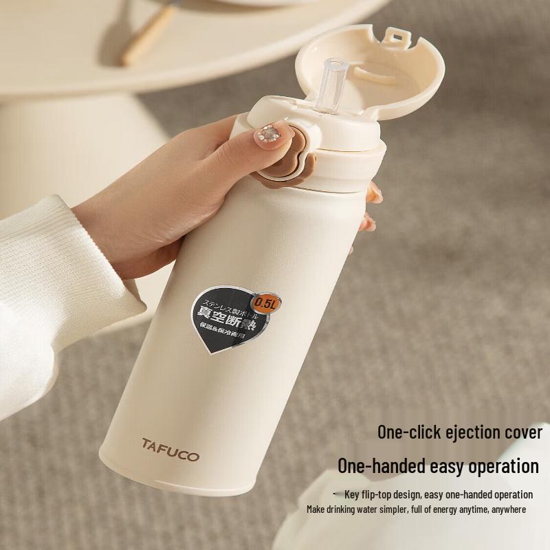 TAFUCO 316L Stainless Steel Dual-Drinking Insulated Water Bottle 500ml