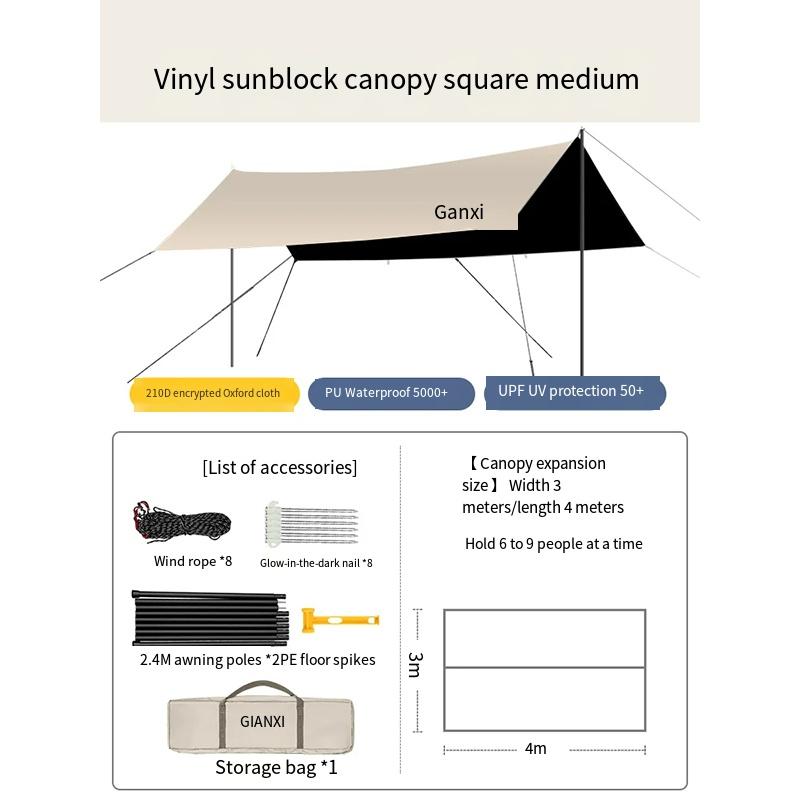 Наружный кемпинговый тент из ткани Оксфорд, посеребренный тент, солнцезащитный крем и непромокаемая солнцезащитная палатка, сверхлегкая портативная палатка