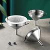 4Pcs Stainless Steel Funnel with Handle 200 Fine Mesh Filter Cleaning Brush Liquid Oil Jam Transferring Funnel Strainer Kitchen Supplies