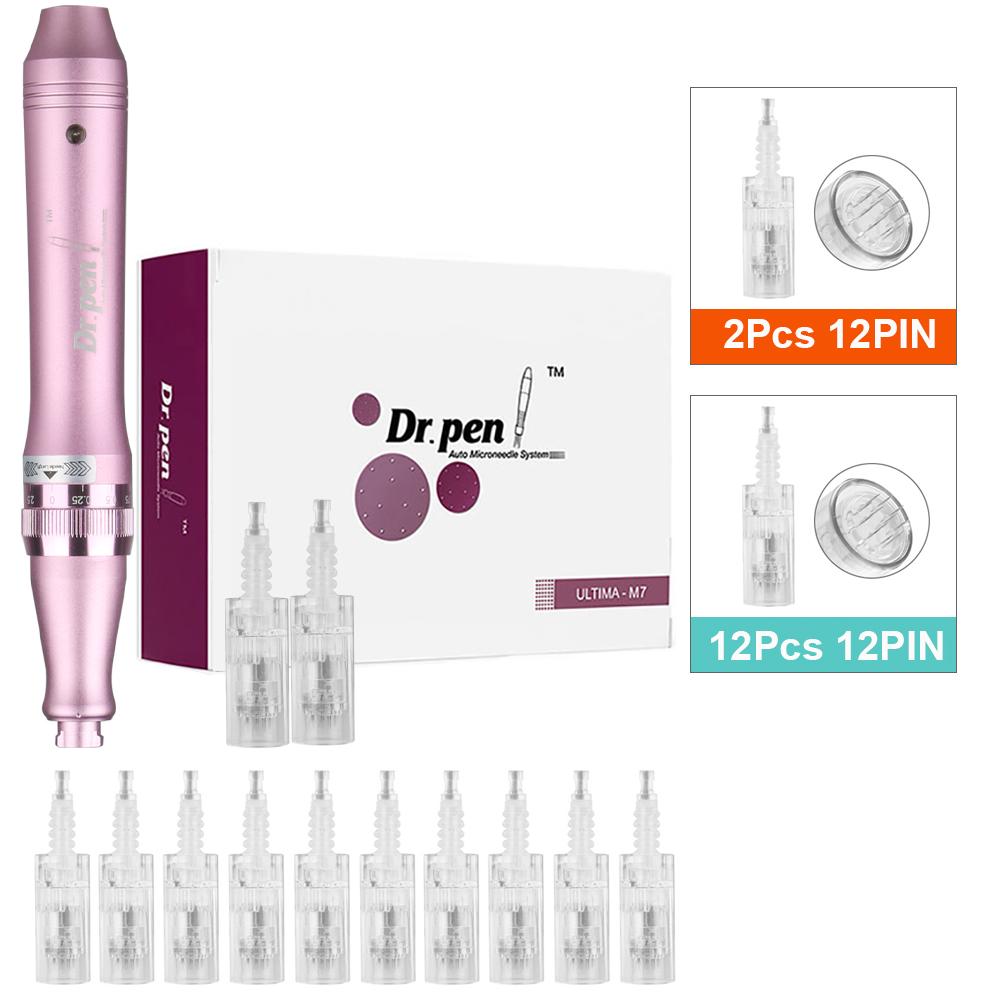 Dr.Pen M7C Wried Micro Needle Pen MTS Мезотерапия Microneedling Derma Roller с 12 шт. Картриджи Салонное устройство для ухода за кожей