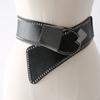 Women Wide Belt Punk Stretch Cosplay PU Leather Gothic Casual Waistband Elastic