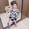 Summer Girls Cute Cartoon Rabbit Print Round Neck Short Sleeve T Shirt
