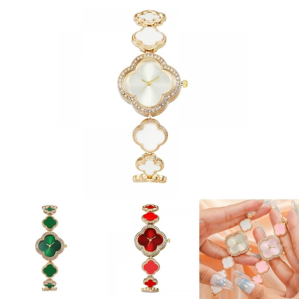 Модные часы-браслет с лепестками и клевером для женщин, кварцевые, оптом от производителя