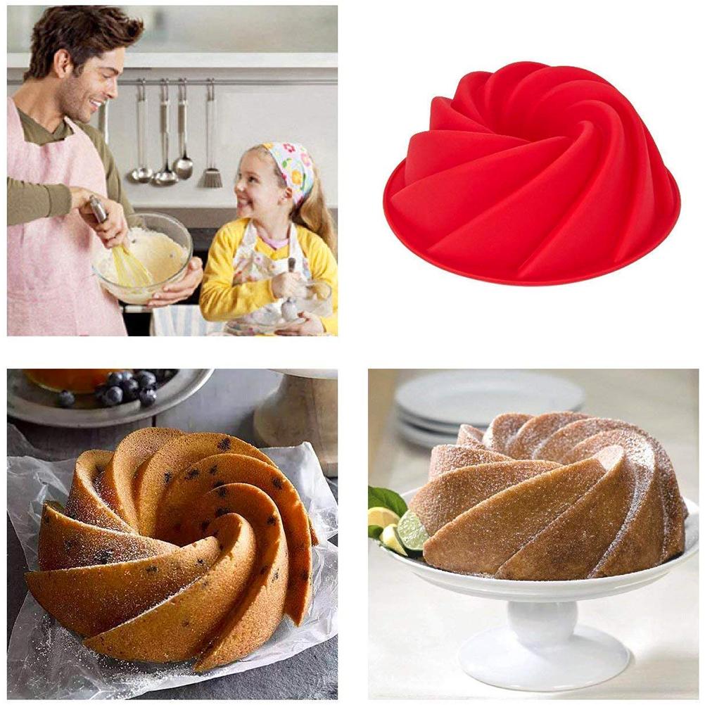 Silicone Spiral Design Pans 9 Inch Non Stick Cake Pan Mold 3D Bread Cake Pan DIY Large Baking Dish