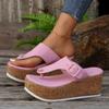2024 Women's Slippers Summer Flip Flops Female Wedge Platform Sandals Ladies Non-slip Thick Bottom Casual Black Pink Large Size Shoes
