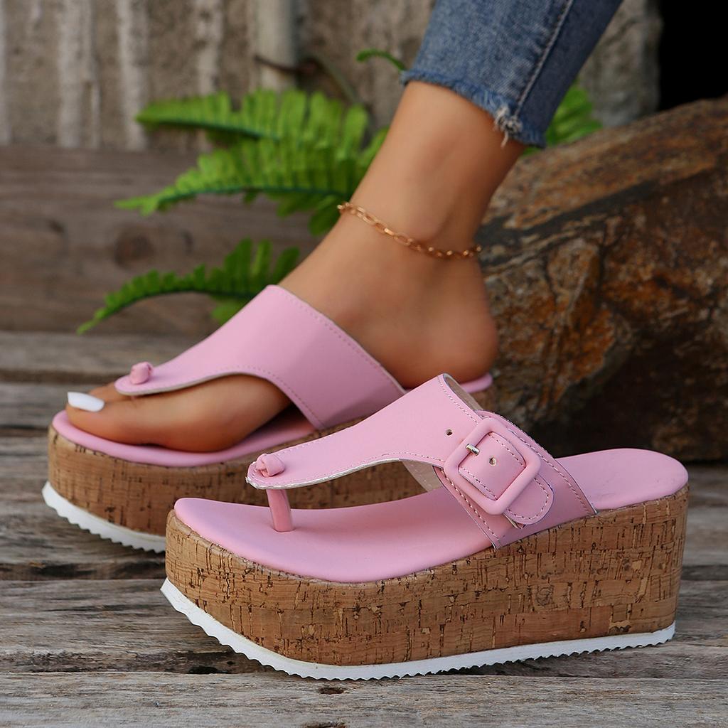 Fashion Women's Slippers Summer Flip Flops Female Wedge Platform Sandals Ladies Non-slip Thick Bottom Casual Black Pink Large Size Shoes