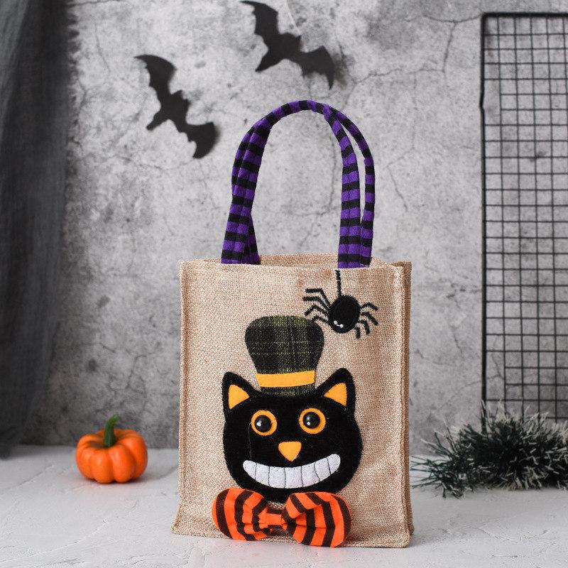 Halloween Gift Non-woven Handbag Cartoon Pumpkin Witch Black Cat Candy Bag Ghost Festival Supplies Happy Halloween Day Decor