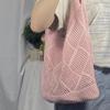 Summer Women Knitted Shopping Bag Large Capacity Hand-made Hollow Beach Bags Supermarket Travel Totes Crochet Shoulder Bags