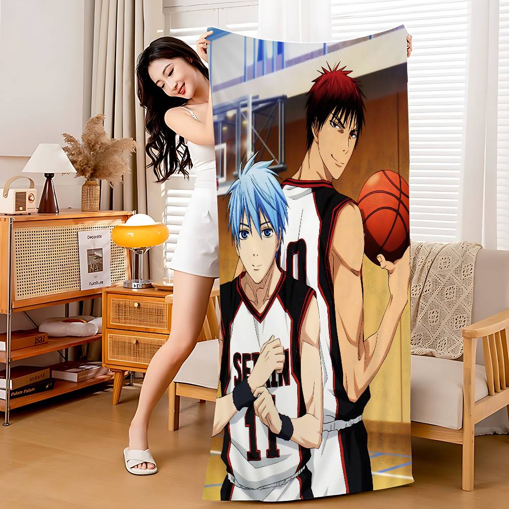 Баскетбольное аниме Kuroko Банное полотенце Микрофибра Мягкое Впитывающее Дышащее Для девочки Детей Декоративное Мультяшное Пляжное полотенце