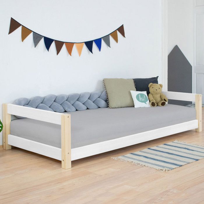 Lit enfant KIDDY 120 x 200 blanc et naturel