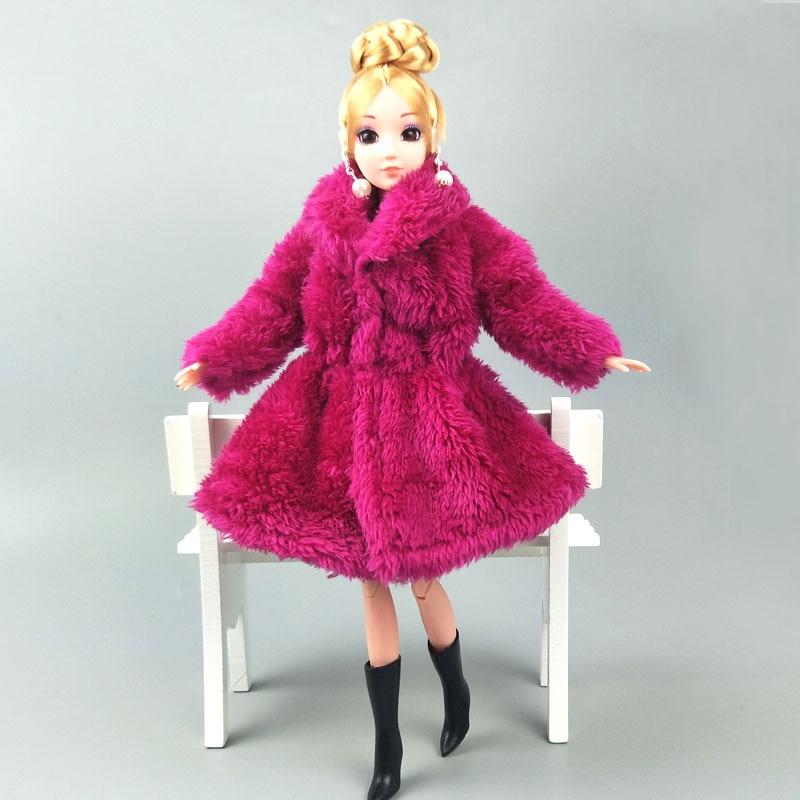 Модная одежда цвета фуксии для куклы Барби, пальто, зимняя одежда, одежда, платье куклы 1/6, аксессуары для кукол BJD, детские игрушки