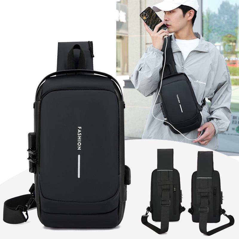 Men’s Anti-Theft Cross-Border Business Messenger Backpack - Large Capacity Shoulder & Chest Bag for Motorcycling.
