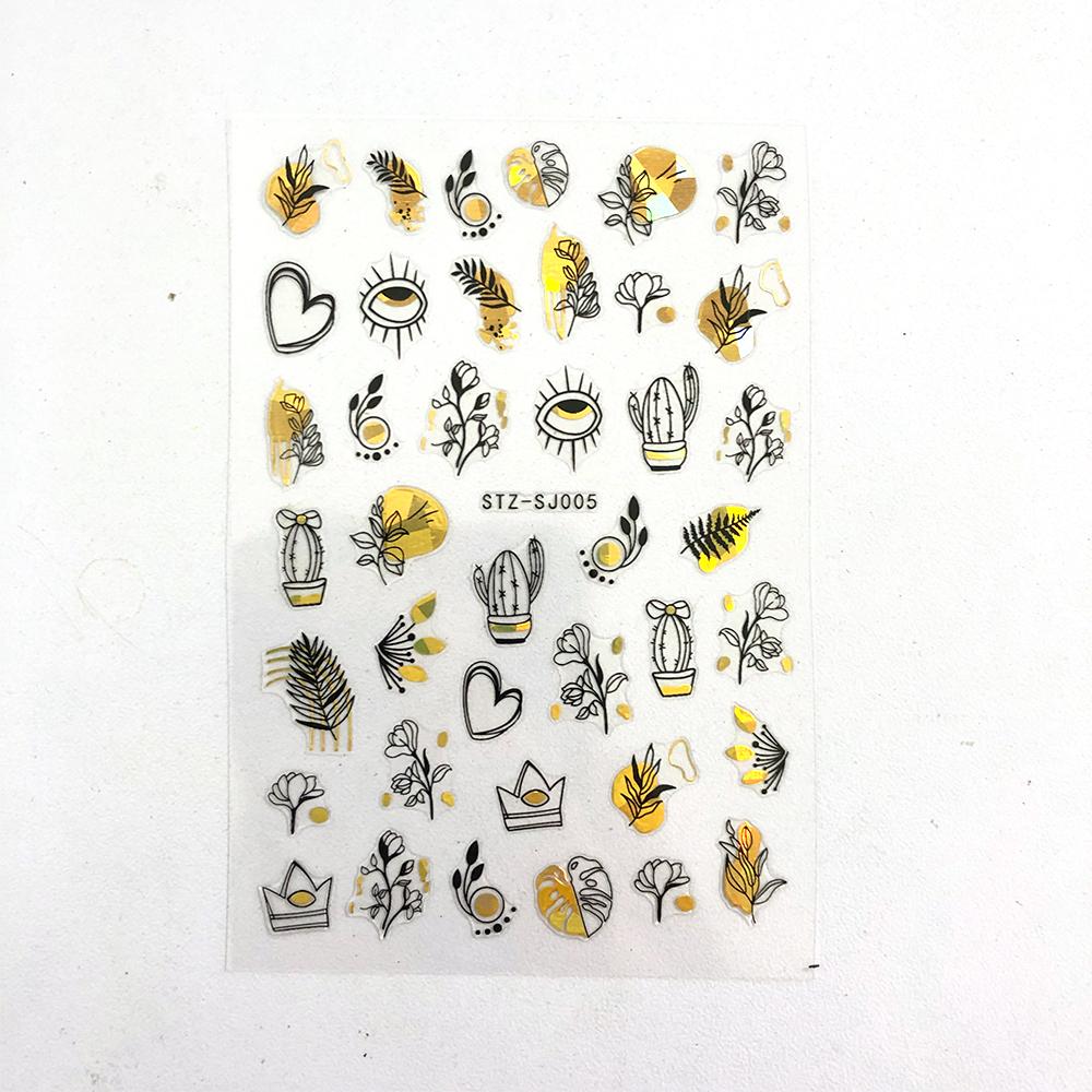 Abstract Line DIY Nail Stickers for Women Girls Nail Art Decorations Rose Gold Spring 3D Sliders for Manicure Nail Polish Decals