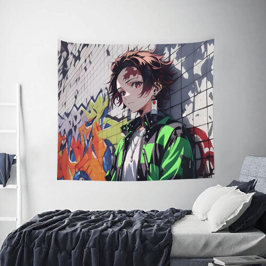 Тканое полотно Demon Slayer Cutecore, настенный плед в стиле сёнэн-манги, предметы декора для дома, настенные украшения