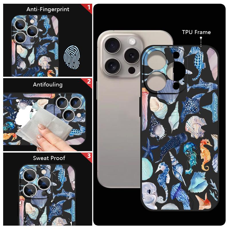 Чехол-ремешок с рисунком Осьминог и Черепаха для iPhone 17 Pro Max 17e 16 15 14 13 Pro Max 17 Pro 16e 11, противоударный, мягкий, из ТПУ