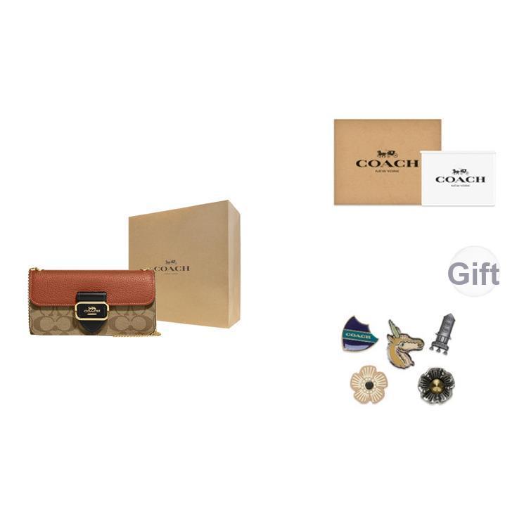 Coach Morgan 20 Classic Monogram Snap Closure Leather Small Square Handbag Women handbag Khaki Brown CF475-IME7V