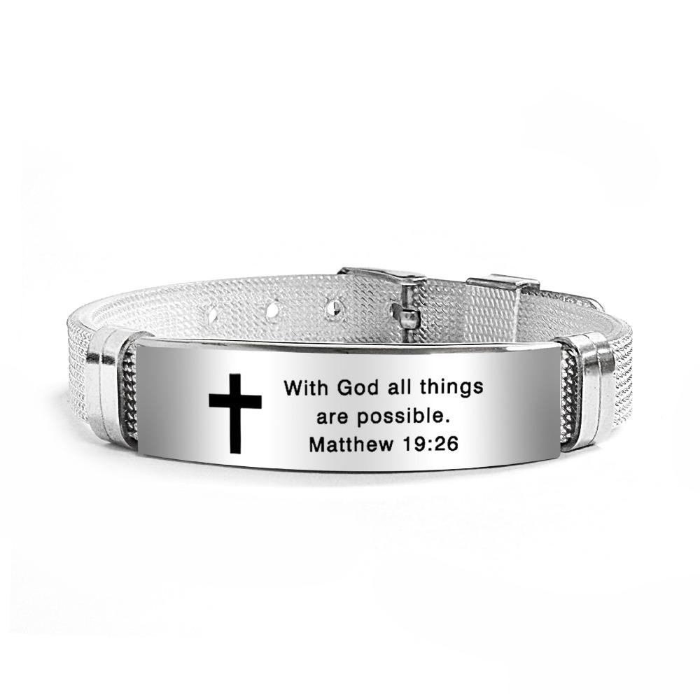 Stainless Steel/PVC Family Friendship Bracelet Adjustable Bible Verse Bracelet Faith Gifts