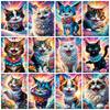 Полный квадратный круглый комплект для алмазной живописи Кошка Цветная алмазная мозаика Животные Фэнтези Домашний декор