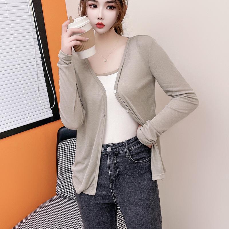 New Spring and Summer Collection of Lyocell Tencel Sunscreen Cardigan for Women Thin Design Paired with Knitted Top Air Conditioning Shirt