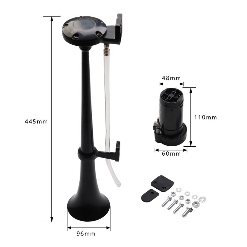 Universal 17inch 150DB Loud Car Air Horn 12V 180 Hertz Single Trumpet Compressor Bocina for Trucks Cars Automobiles