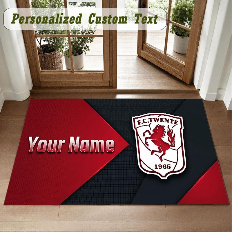 Crystal Velvet Square Rug Custom NameFC Twente Pattern Non Slip Home Floor Decor Rug