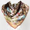 New Style Female Satin Red Big Square Silk Scarf Printed, Women Coffee Silk Scarf Hijab Wraps For Summer,Autumn 90*90cm