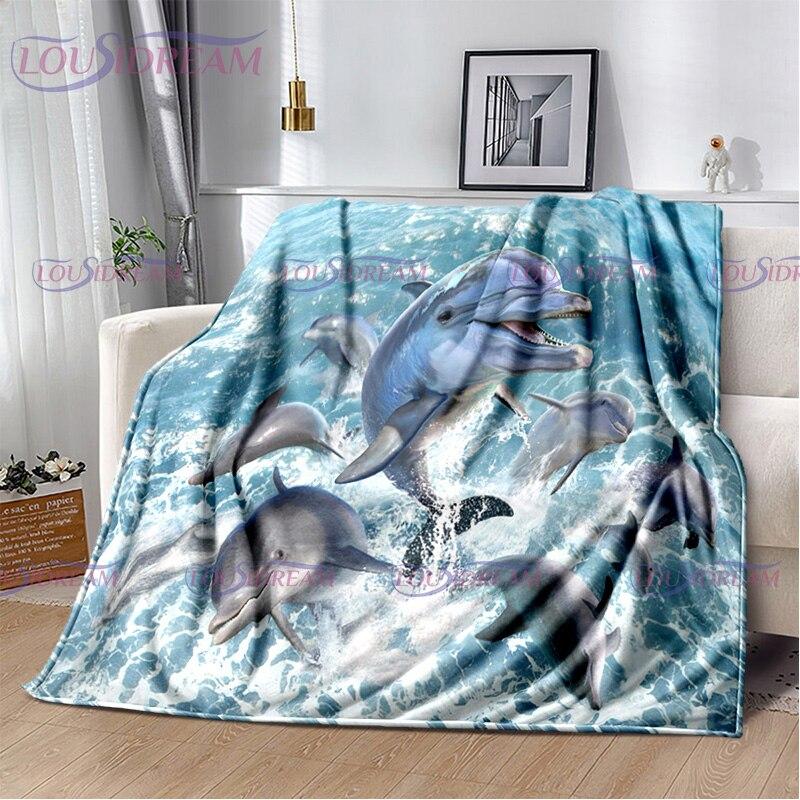 Dolphins Blanket Ocean Animal Sea Life Super Soft Warm Print Throw Blanket for Kids Adult Office Bed Sofa Couch Napping Blanket