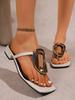 European and American foreign trade large size flip-flops women 2025 summer new metal buckle low heel pinch foot casual beach cool slippers