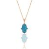 Silver Rose Turquoise Stone Fatma Mother Hand Necklace