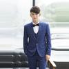 Men's Slim Fit Three-Piece Plaid Suit - British Korean Style Wedding Tuxedo Blazer