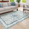 Vintage Traditional Oriental Floral Medallion Blue Area Rug Ethnic Style Living Room Large Area Rug Home Bedroom Decorative Rug