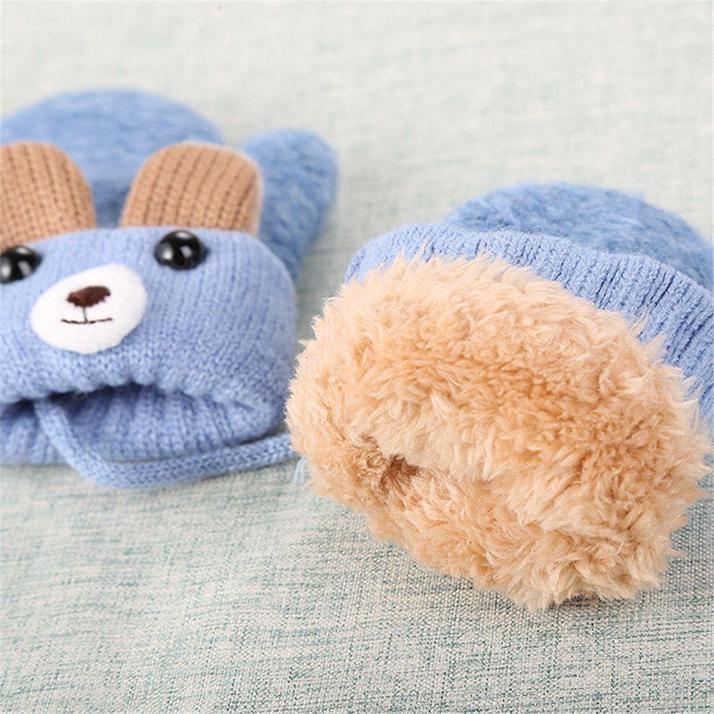 New Hot Elastic Boys Girls Cute Cartoon Kids Gloves Knitted Mittens Thick Warm