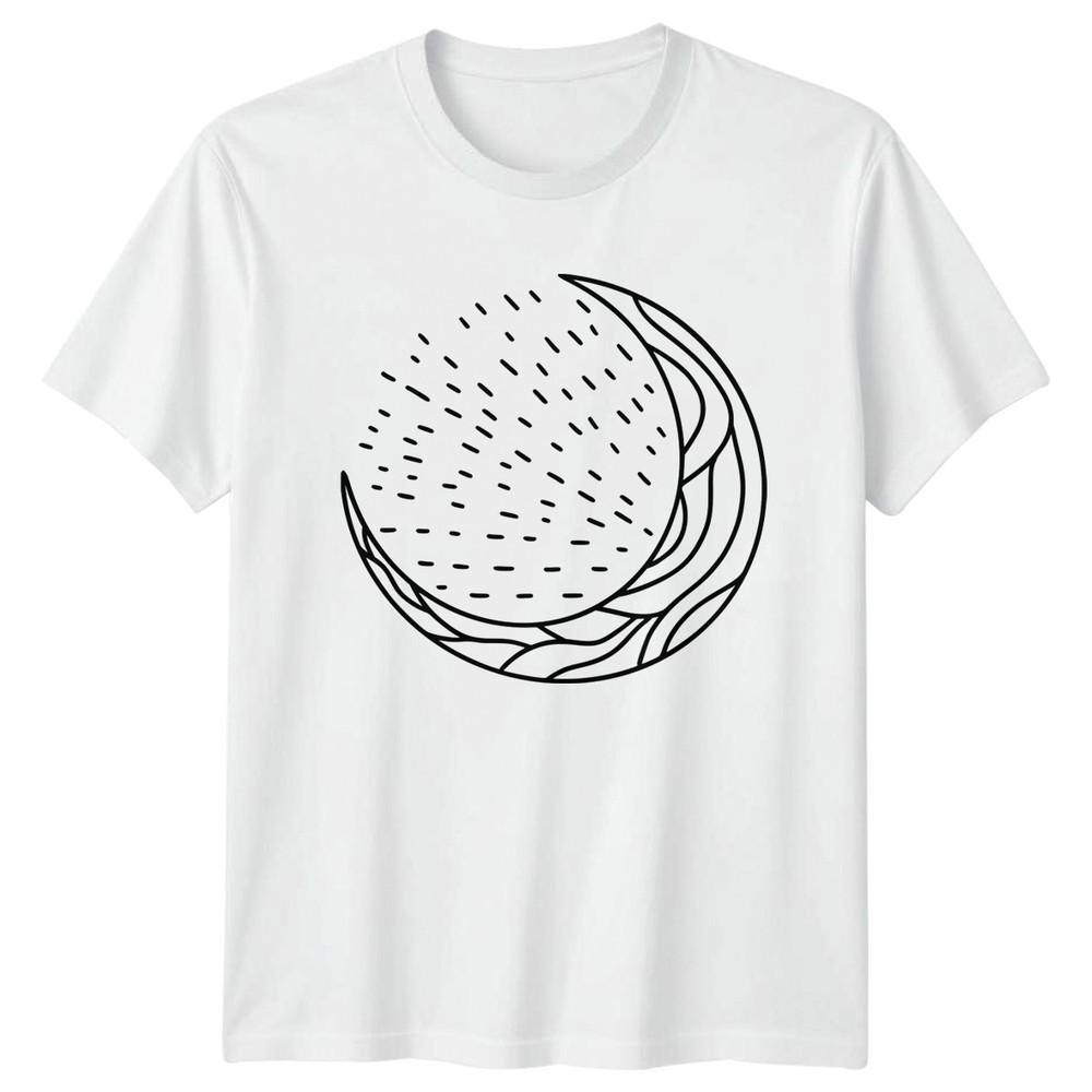 Crescent Moon Abstract Art Ocean TShirt Celestial Nature Art