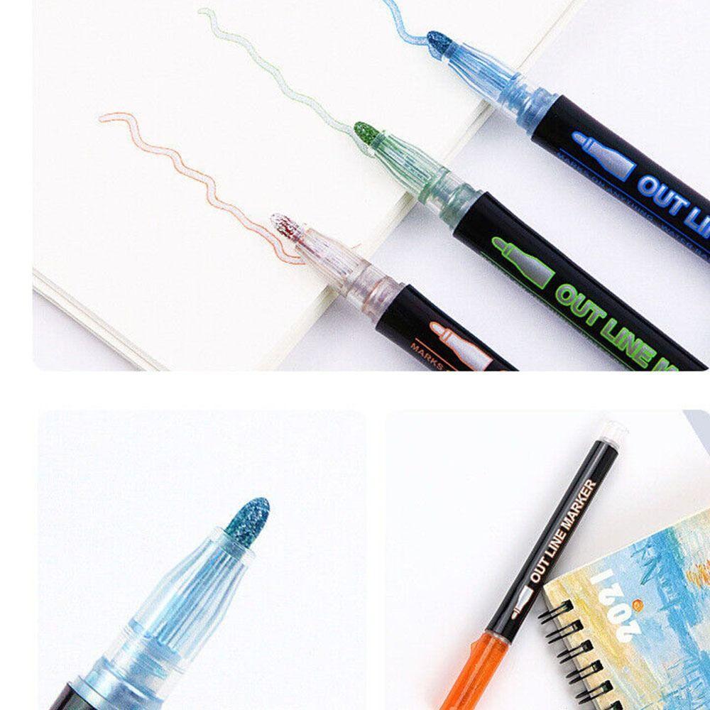 8/12/24 цвета, двойная линия, художественная ручка, маркер, DIY граффити, контурный маркер, маркер для скрапбукинга, дневник, плакат, открытка