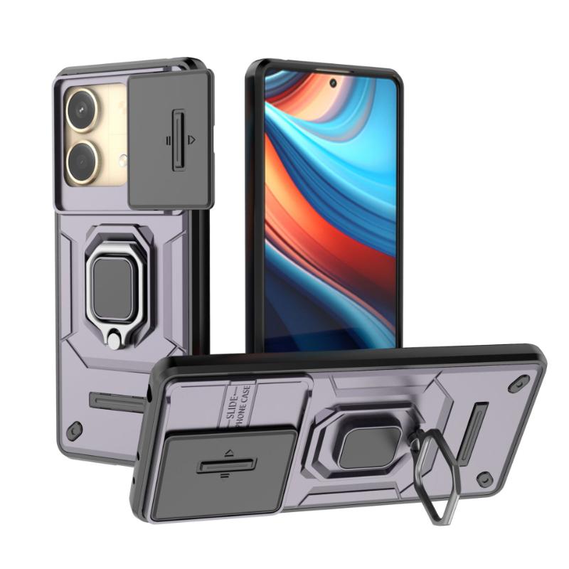 Для Xiaomi Poco X6 Neo 5g задняя крышка противоударный бронированный чехол слайдер объектив камеры защита магнитный держатель подставка телефон чехлы