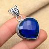 Awesome Blue Sapphire Lab-Created Gemstone Handmade 925 Sterling Silver Jewelry Pendant