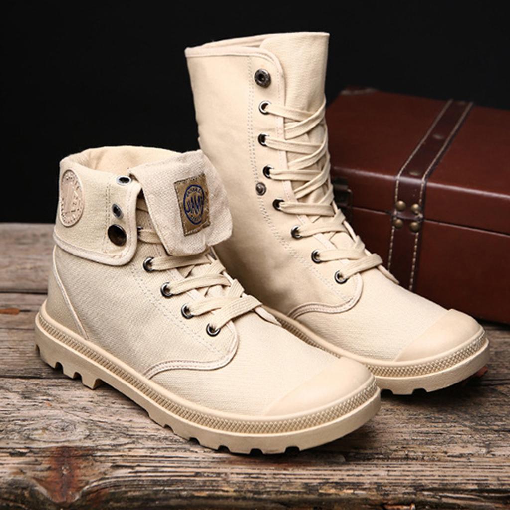 FashionCloth Мужские простые стильные модные высокие ботильоны в стиле милитари Кожаные ботинки на шнуровке с заклепками