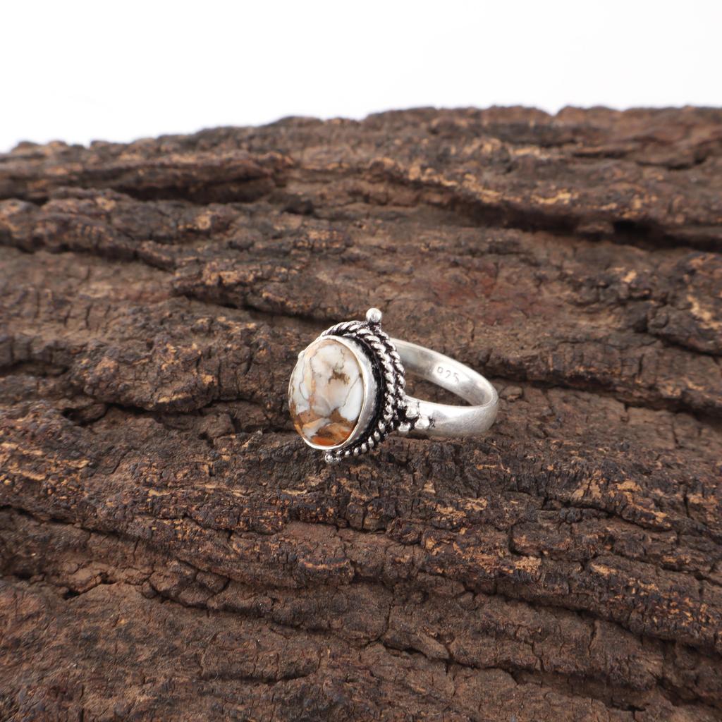 Orange Copper Turquoise 925 Solid Sterling Silver Ring, Handmade Gemstone Ring Jewelry, Gifts For Wife Brand New Ring