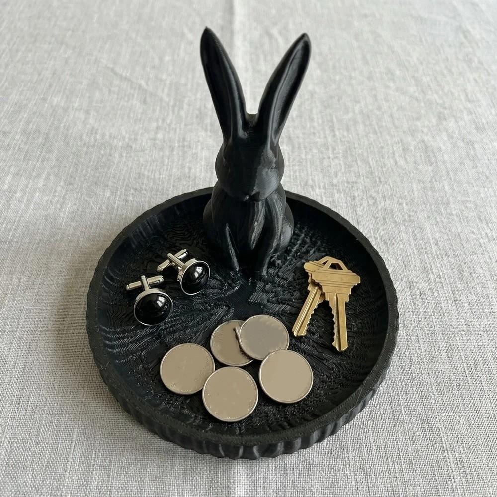 Animal Shaped Jewelry Storage Tray 3D Printed Bunny Ornament Necklace Display Tray Home Desktop