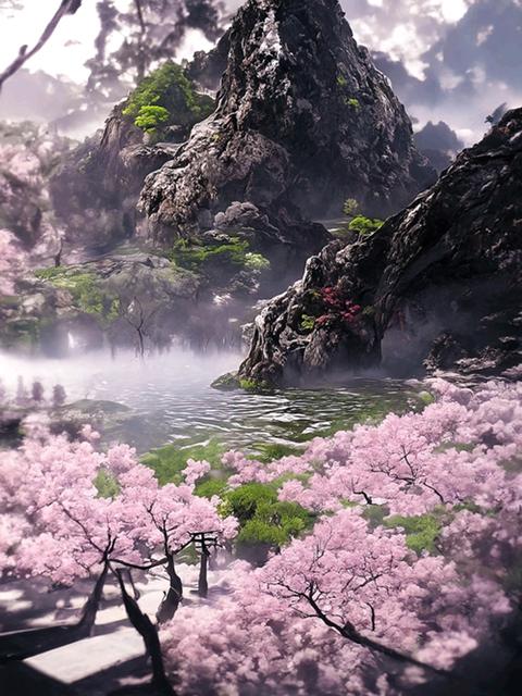 Японская вишня в цвету 5D DIY алмазная живопись водопад храм пейзаж полная алмазная мозаика вышивка крестиком