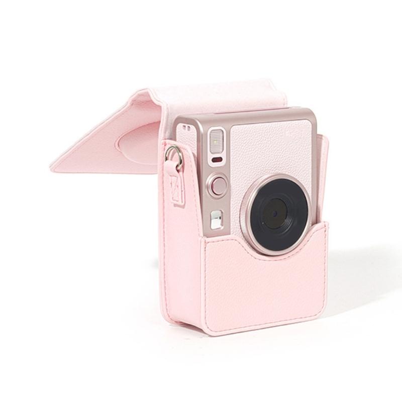 Waterproof AntiShock Pink PU Leather Crossbody Camera Case For Mini EVO Compact Storage Bag With Adjustable Strap