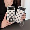 Для Samsung Galaxy Z Flip 3 чехол в клетку с браслетом для Samsung Z Flip 4 Zflip4 подставка-держатель цветок жесткий ПК прозрачный чехол