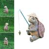 Creative Fishing Turtle Statue Cute Resin Figurine Animal Sculpture for Outdoor Garden Home Decoration Indoor Display