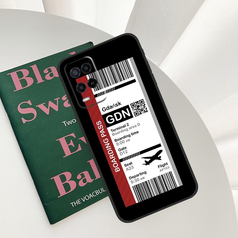 Boarding Pass Flight Ticket Case For Oppo A58 A78 A98 A15 A16 A17 A52 A72 A76 A96 A54 A74 A94 A57 A77 A54S A57S Cover