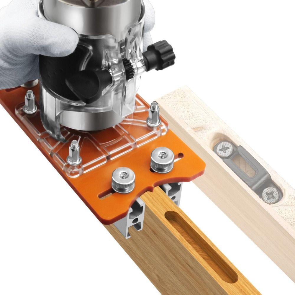 Woodworking 2 in 1 Router Base Adjustable Slotting Bracket Router Slotting Locator 65mm Trimmer